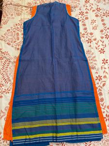 BIBA Blue &amp; Orange Layered Kurta