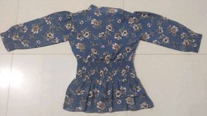 Chic Blue Floral Smocked Dress
