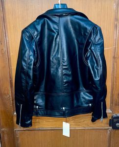 Zara Black Faux Leather Biker Jacket