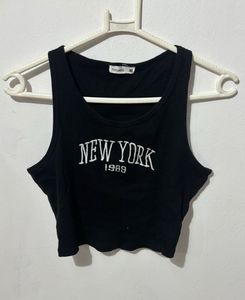 Black Cropped New York 1989 Tank Top