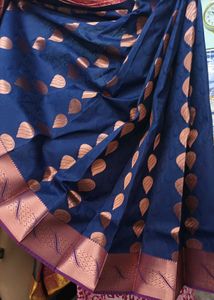 Elegant Blue &amp; Red Silk Saree