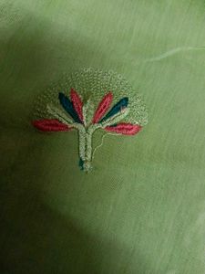 Beautiful Green Embroidered dress material