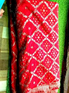 Dhola silk saree red blouse 44 inch