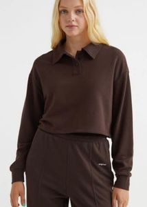 H&M Brown Cropped Polo Sweatshirt