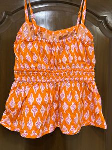 Vibrant Orange Printed Camisole Top