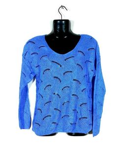 Blue Knit Open Weave Sweater