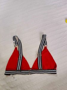 red flower print bikini top