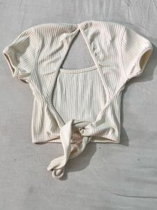 Ribbed Crop Top with Open Back