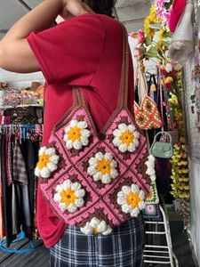 Crocheted Flower Tote Bag