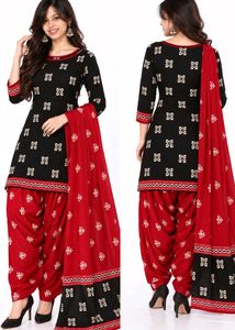 Black and Red Printed Kurta with Patiala Pants