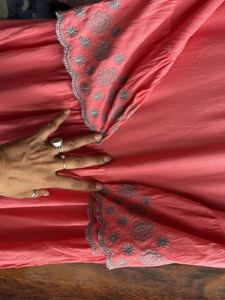 Zudio peach embroidered frock