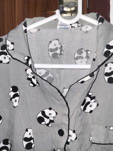 Cute Panda Print night shirt, Size-L