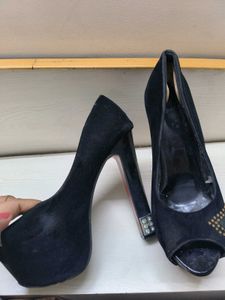 Black Peep Toe Heels
