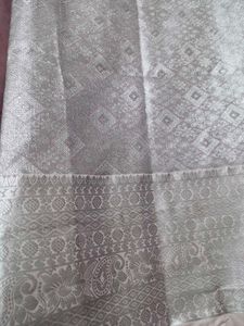 Elegant Silver Brocade Saree with Blouse -new item