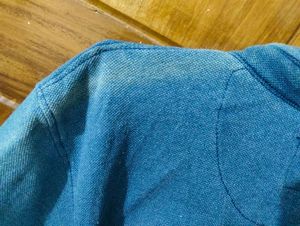 DNMX Vintage Blue Zip-Up Collar T-Shirt