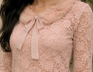 Chic Lace Top with Fur Collar