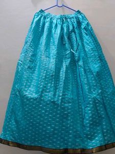 Teal Ethnic Skirt with White Motifs