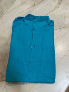 Men's Turquoise Cotton Kurta
