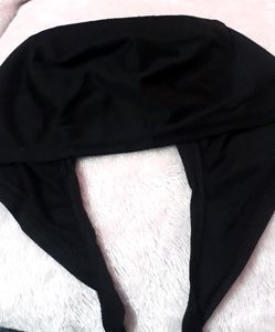 Women's Cotton Solid Underscarf Black Cap Hijab 3