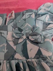 Cute Baby Girl's Blue Geometric Dress