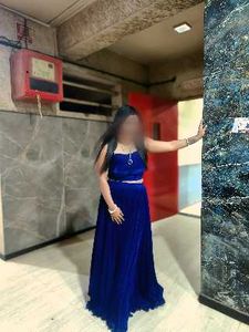 Royal Blue Velvet Lehenga Set