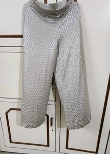 Grey Silver Motif Printed Palazzo