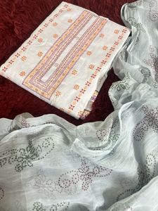 White Embroidered Dress Material