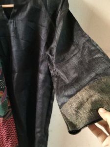 Black Kurta with Printed Dupatta