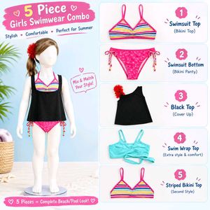 🇳🇿💫🎀Girls 5-Piece Swimwear Combo