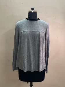 Grey Long Sleeve Crew Neck Top
