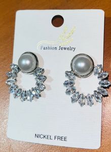 Elegant Pearl & Crystal Hoop Earrings