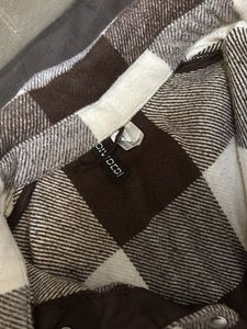 H&amp;M Brown &amp; White checked oversized Shacket