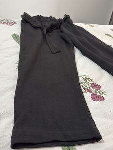 Chic Black Paperbag Waist Pants