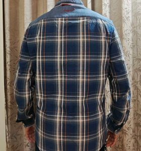 Desigual Blue Patchwork Plaid Shirt