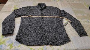 Men's Black &amp; White Patterned Long Sleeve Shirt
