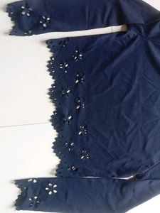 Navy Blue Cutout Crop Top