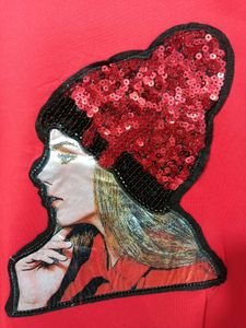 Chic Red Top with Sequin Embellishment