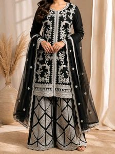 Dark Mehendi Roman Plazzo Set