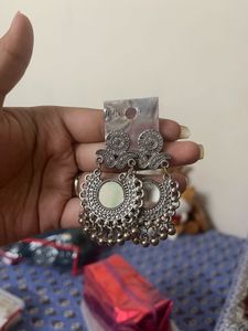 Oxidized Silver Jhumka Earrings