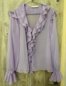 Lavender Ruffled Sheer Blouse