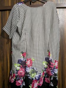 Floral Print Black Top