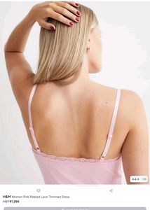 H&amp;M Pink Lace Trim Dress