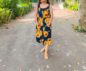 floral Print one Piece/button.slip Dress