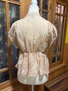 Thailand Embroidered V-Neck Peplum Top