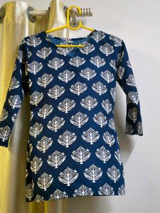Blue & White Print Kurta