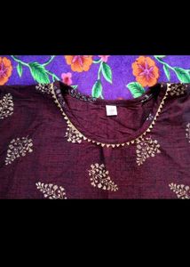 Maroon Kurta with Golden Print