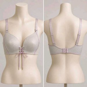 Lace-Up Front Grey Bra