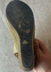 Gold Glitter Slingback Heels