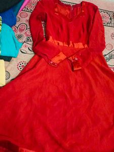Plain Red Colour Dress