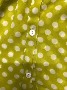 Cute Lime Green Polka Dot Button-Up Shirt